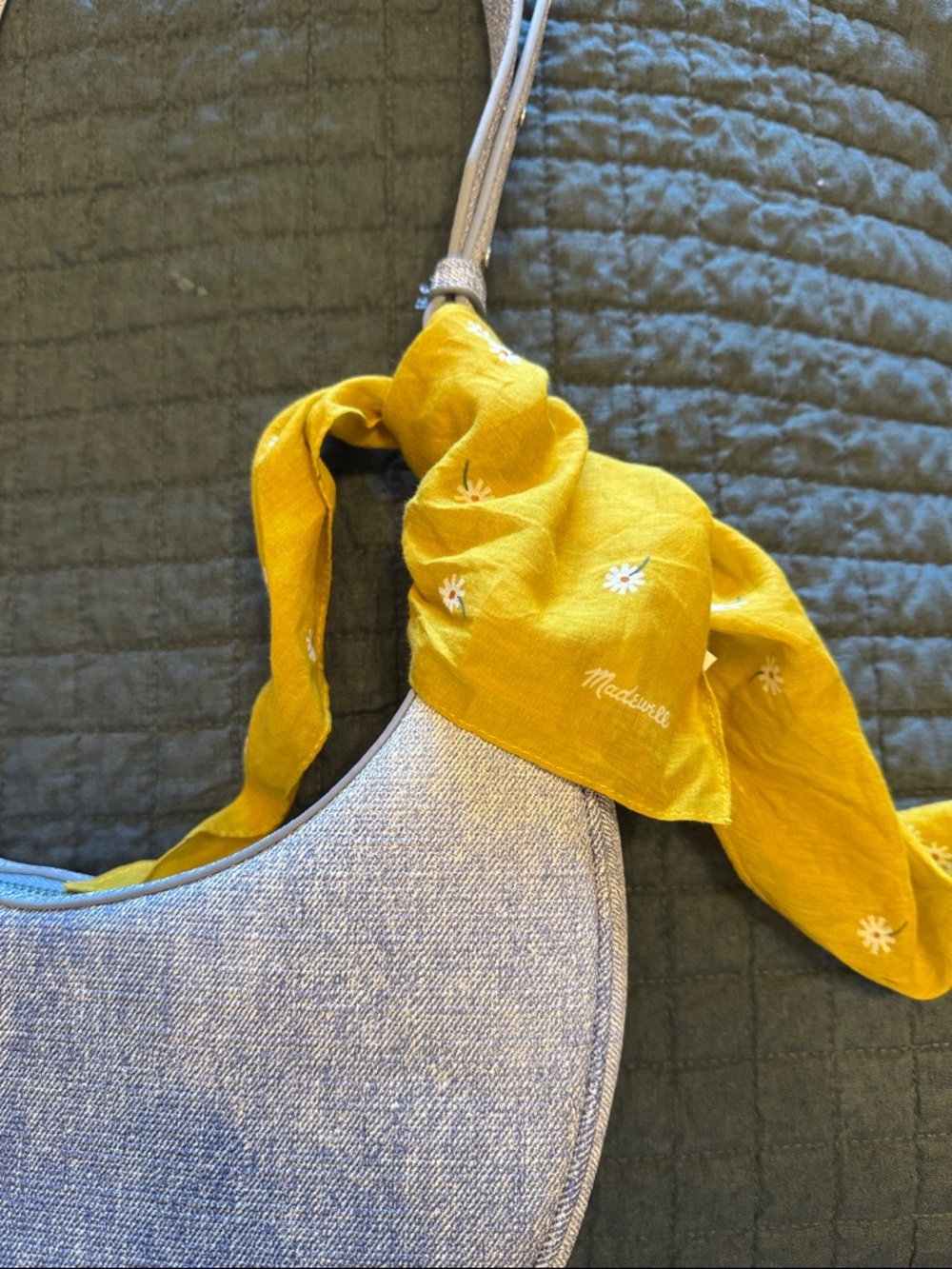Madewell Mustard Yellow Daisy Scarf Bandana - Picture 4 of 5